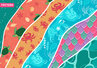Sea ​​patterns💙✨🌊 bright colors creativemarket for children graphic design illustration pattern seasidegraphics