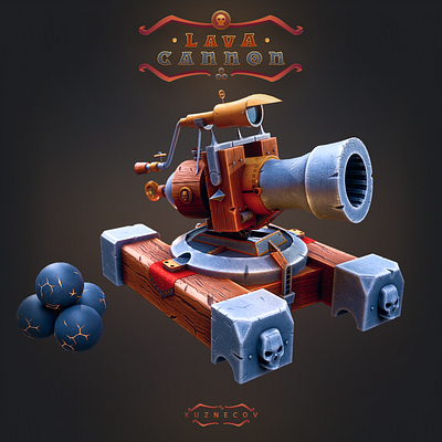 Lava Cannon 3d asset blender style stylization