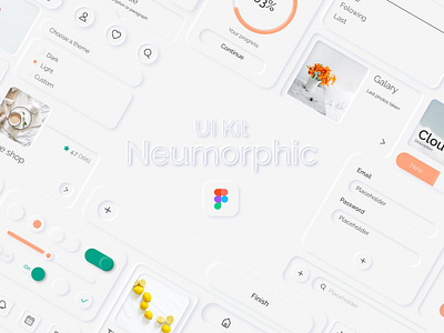 UI kit Neumorphic Figma component dark dark mode design set design system figma icons light light mode mobile mobile ui kit neumorphic neumorphism ui ui design ui elements ui icons ui kit ui template ui ux