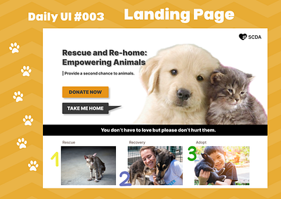 Daily UI #003 Landing Page animals daily ui daily ui 002 donate donation figma ui ui day2 web design website