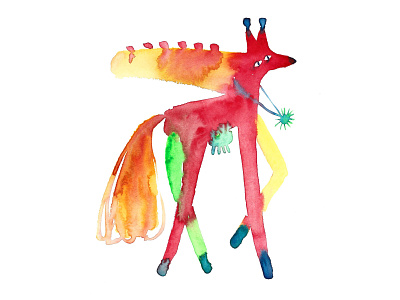Watercolour character analog animal character characterdesign fairytale horse illustration illustrator magic red