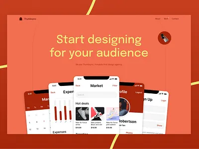 Thumbsync design agency landing page hero UI design agency hero landing page ui ux webdesign
