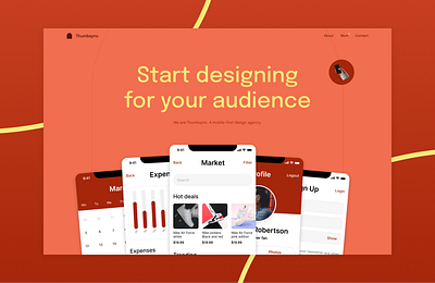 Thumbsync design agency landing page hero UI design agency hero landing page ui ux webdesign