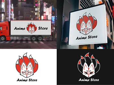 Anime store logo anime design kitsune logo vector