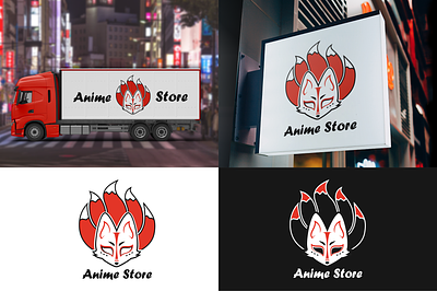 Anime store logo anime design kitsune logo vector