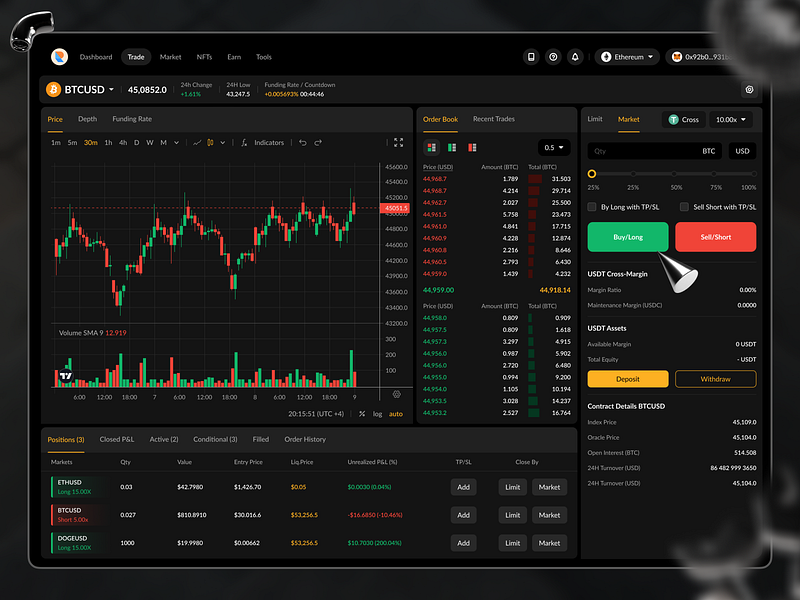 DEX Exchange - Reveal bitcoin buy cex chart crypto dashboard dex ethereum exchange finance graph long price sell short trade ui ux web website