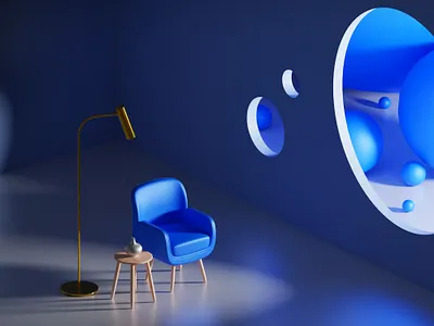 Blue 3d b3d blender blue c4d chair cinema4d design illustration minimal simplified