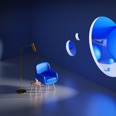 Blue 3d b3d blender blue c4d chair cinema4d design illustration minimal simplified