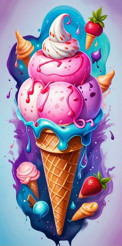 ice cream 3d animation branding graphic design logo motion graphics ui