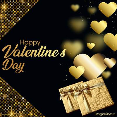 Happy Valentine’s day Ecard| Black & Golden ecard | Valentines D graphic design