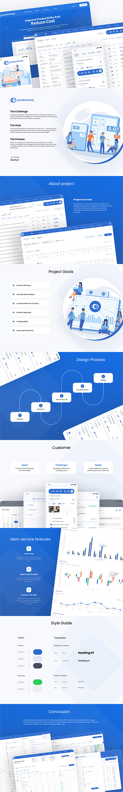 Productively app branding complex crm design figma illustration landing productivity time tracker ui uiux uiuxdesign ux uxui