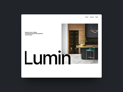 Lumin Hero Section interior design kitchen landing page layout ui ux web design
