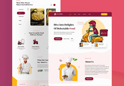 Food delivery Landing Page Website 3d branding delivery dish food food order graphic design landing page minimal mockup modern order scooter ui ux website webui yellow