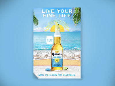 Corona's NON-Alcoholic branding graphic design post poster art