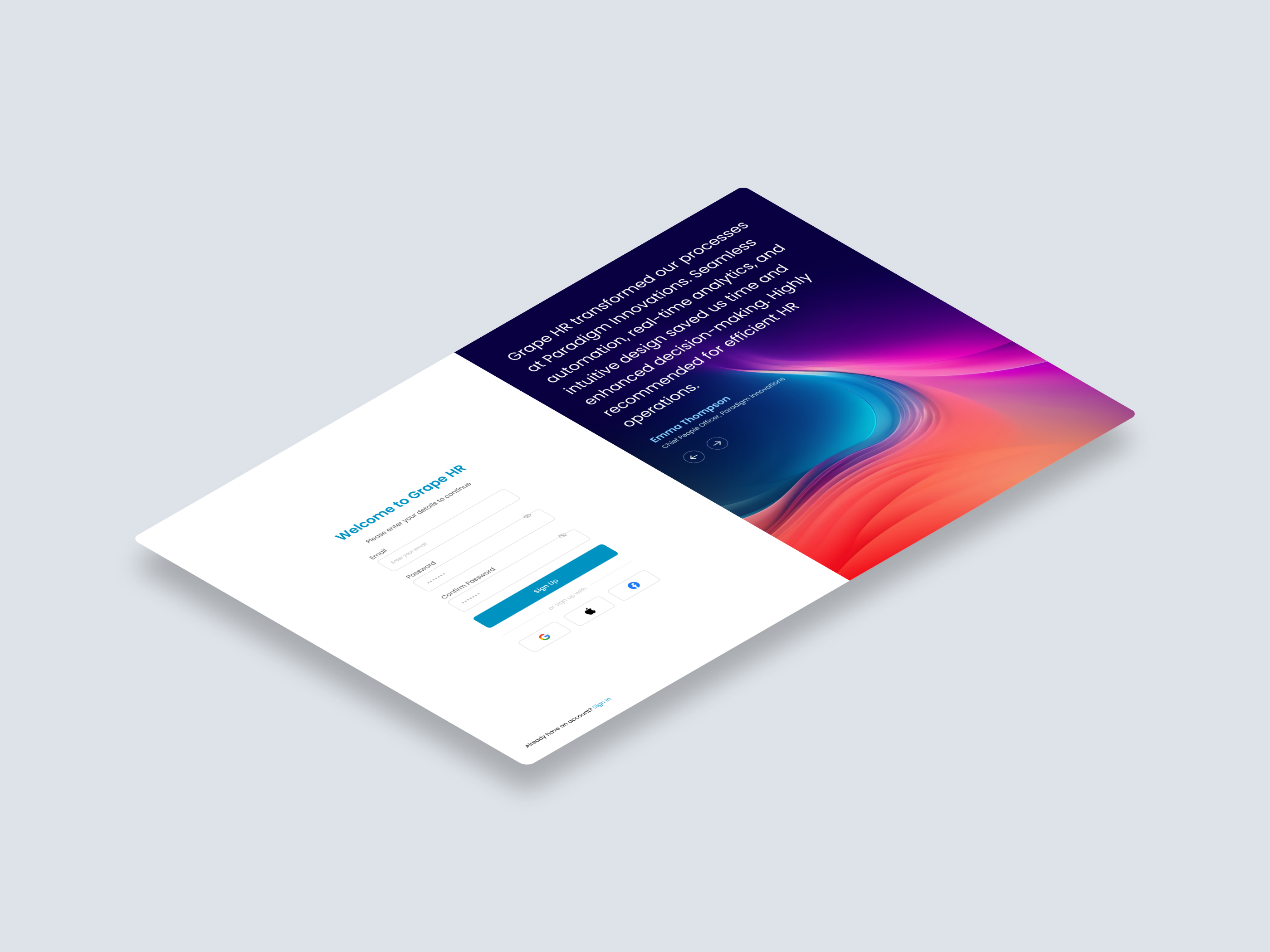 Grape HR Login UI design europe product product design ui uiux ux web web design