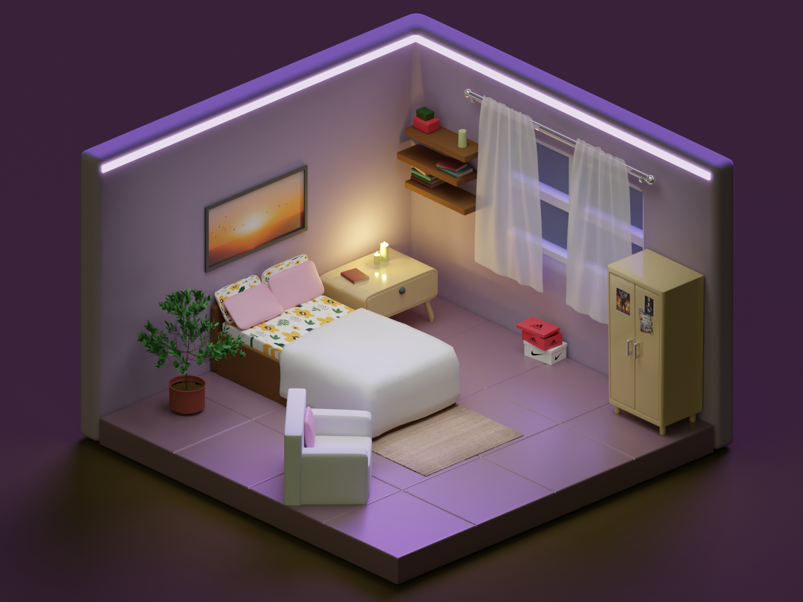 3D Bedroom In Blender By Kuldeep Sharma On Dribbble   Original A050adbda06de5f6a83de78763787ff1 