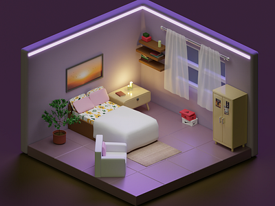 3D Bedroom in Blender 3d bedroom blender diorama scene