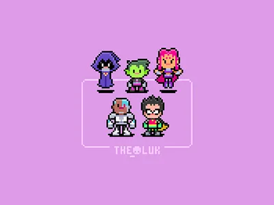 Pixel Art Characters - Teen Titans Go! characters design illustration pixel art pixel artist pixelart retro games teen titans go the oluk theoluk video games