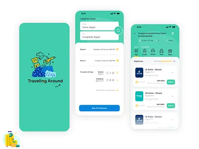 Traveling around App concept app ui