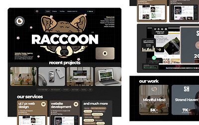Raccoon the web design agency website redesign 🙌 3d animation branding graphic design logo motion graphics ui