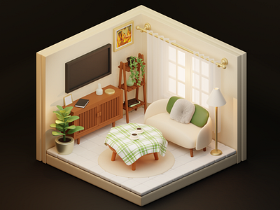 This is fine! Isometric Room 3D Illustration 3d design graphic design ill illustration isometric room