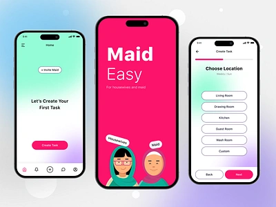 Maid Easy App create task daily task hotel app hotel task housekeeping housekeeping app housewives housewives app ios maid maid app maid easy maid task react native saudi maid app splash screen task task app task location task management