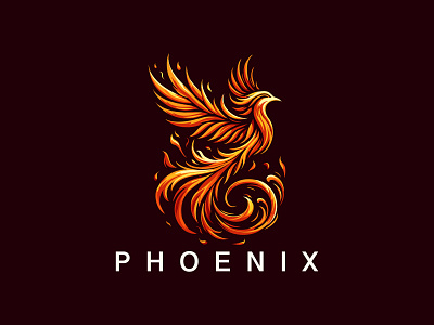 Phoenix Logo For Sale bird bird logo branding fire fly freedom immortality luxurious majestic modern mythology phoenix logo regal ui ux vector