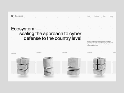 Website for the Cyber Secure Company 3d clean concept cyber design first screen render scroll simple slider title typography ui ux