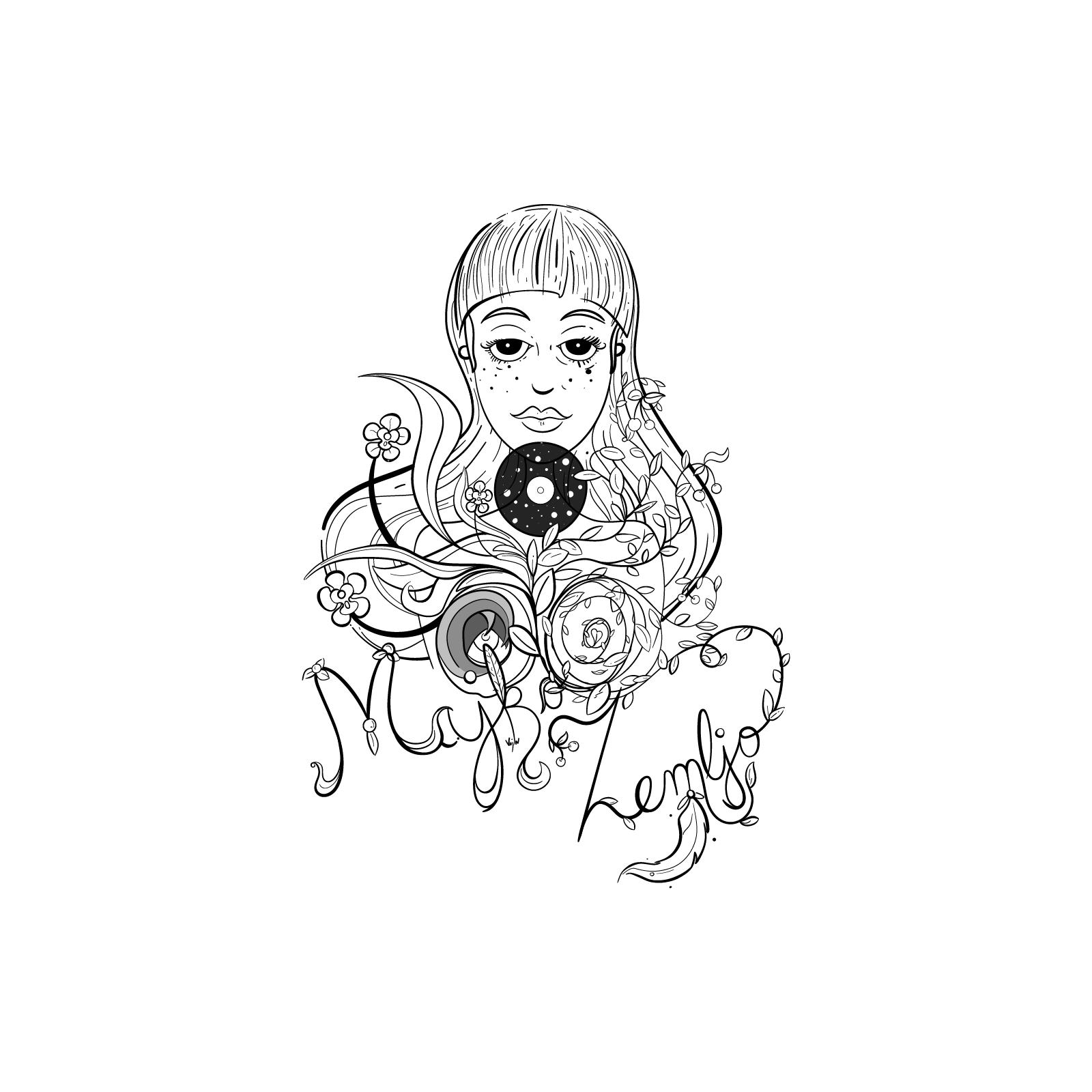 WIP Majko Zemljo (Mother Earth) apparel design character coffee mug design digital drawing earth feminine feminism floral illustration inking mother nature portrait sketch spring sticker stylish woman