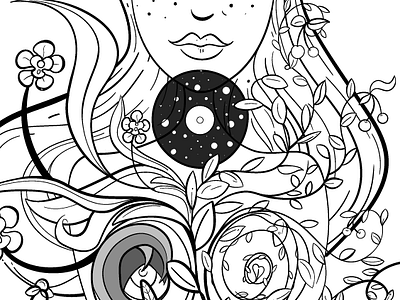 WIP Majko Zemljo (Mother Earth) apparel design character coffee mug design digital drawing earth feminine feminism floral illustration inking mother nature portrait sketch spring sticker stylish woman