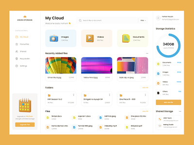Dashboard design for a Cloud storage web app cloud ui ui design ux design