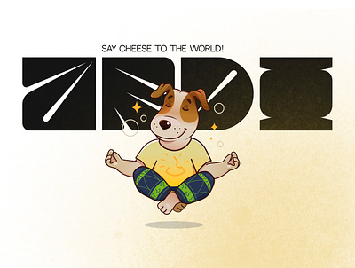 Say cheese to the world branding character cheese dog graphic design illustration jack mascot meditation rassell vector yoga