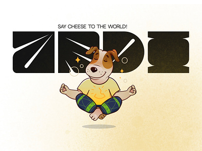 Say cheese to the world branding character cheese dog graphic design illustration jack mascot meditation rassell vector yoga