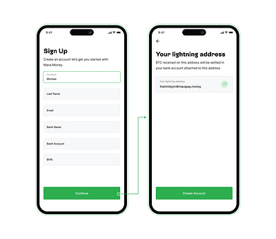 Setting up A Lightning Address bitcoin design fintech mobile app sign up ui ui design