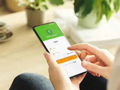 Battery Saver Mobile App UI Design android app battery saver branding clean design design graphic design home screen ios app login screen main screen mobile app mobile ui register screen saver app splash screen ui ui design ui ux ui ux design ux search