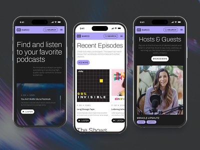 Podcast Website Responsive app clean dark episodes fireart image ios podcast typography ui ux web