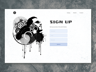 Sign up form tattoo website sign up tattoo ui web forms