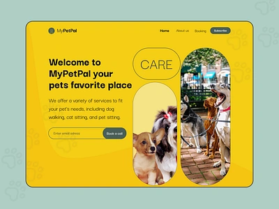 Daytime Pet Resort & Care Landing Page branding design dribbble illustration landingpage pet ui ux