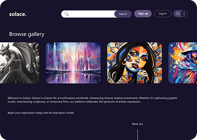 Solace is a haven for art enthusiasts worldwide. app app design application application design branding daily ui design figma graphic design illustration interface mobile ui ui design user interface design ux ux design ux designer uxd uxui