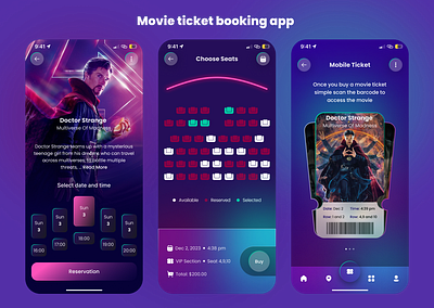 Ticket booking app app design figma ui uiux ux