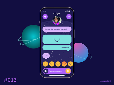 Daily Ui 013 - Messaging app chat child children dailyui emojis figma graphic design illustration message messaging mobile playful space ui ux vector
