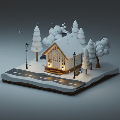 3D Isometric winter café made in blender 3d 3d cafe 3d render 3dmodel art artist artwork blender design graphic design illustration