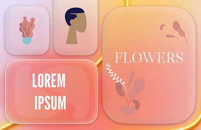 Flowers bento layout design flowers glass graphic design illustration illustrator neon pink plants ui vector