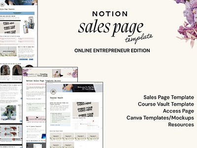 Notion Sales Page Template client welcome packet coach coaching course course creator designer entrepreneur entrepreneur template notion project management project planning sales page sales page template template template canva website template