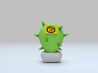 🌵Sad Cactus 3d book cactus character design emotion funny icon illustration kid motion graphics note plant postit pot prickly sad sticky text womp