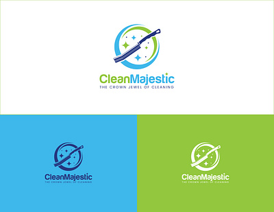 CleanMajestic Logo design brand identity branding brush logo cleaning logo creative design illustration logo logodesign