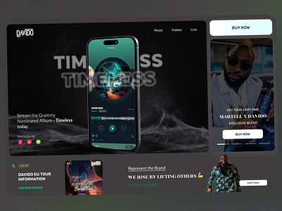 Davido Website Redesign app branding design landing page music ui uiux ux website