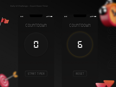 Countdown App animation dailyui minimal skeuomorphism ui ux countdown