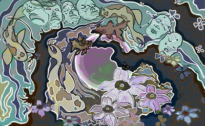 Dreams advertising brainwash drawing dreams face fish flower ipad japanese love stars subconscious surreal tree water