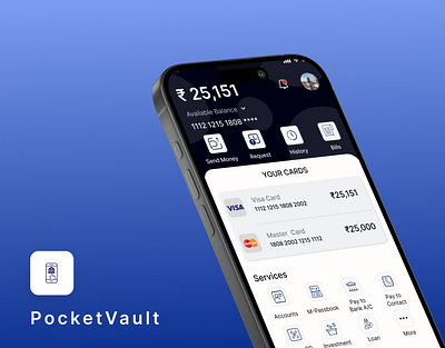 Pocket Vault | Mobile banking | Ui Design branding figma graphic design mobileapp mobilebanking ui uidesign uxui